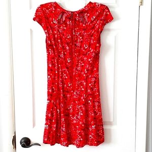 American Eagle Red Floral Dress w/ Cutouts!